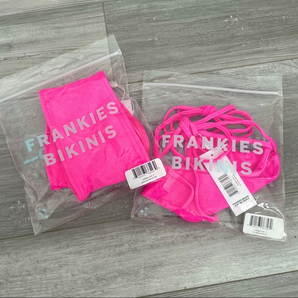 Frankie’s Bikinis Neon Pink Glitter Bikini NWT - Picture 11 of 16